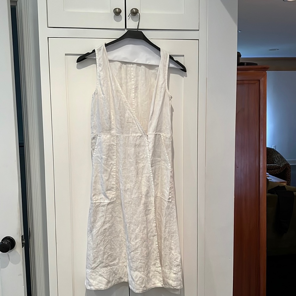 Michael Stars White Linen Wrap Dress with Pockets